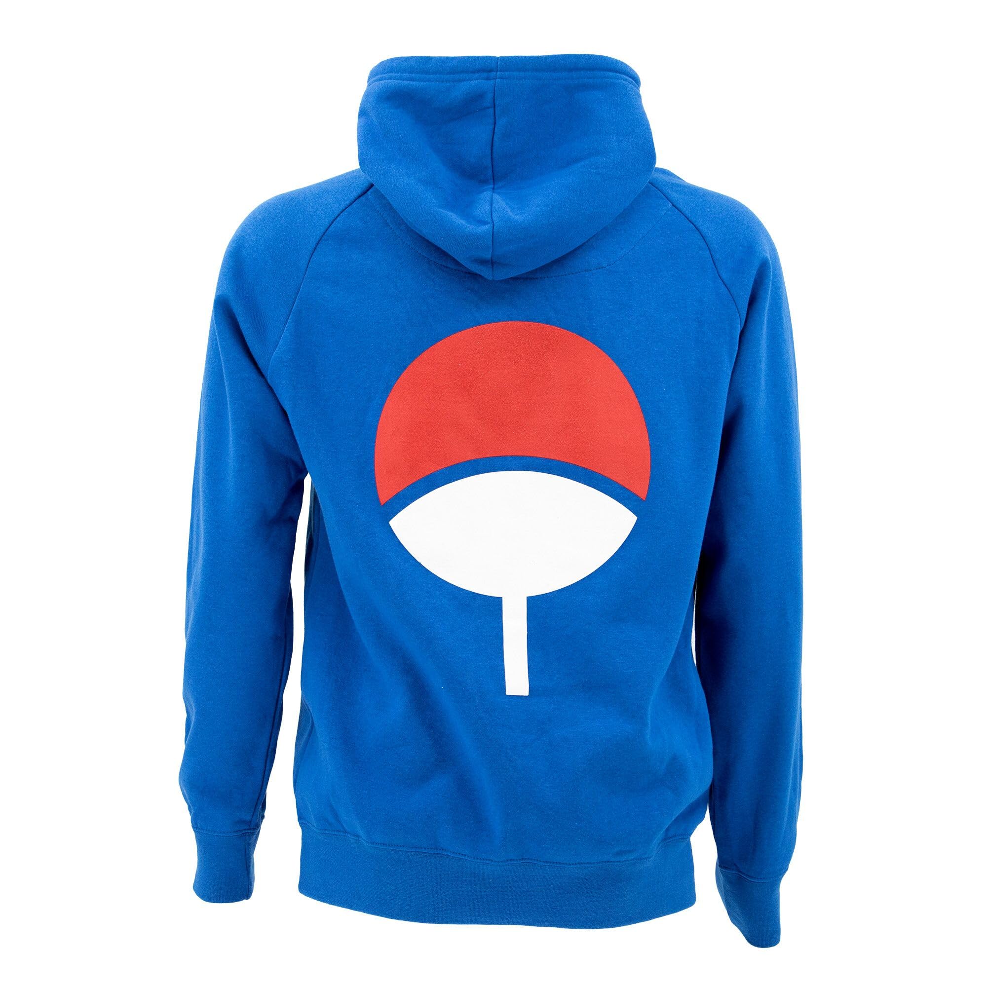 Ripple Junction Naruto Shippuden Adult Unisex Sasuke Symbol Funnel Neck Pull Over Fleece Hoodie Royal