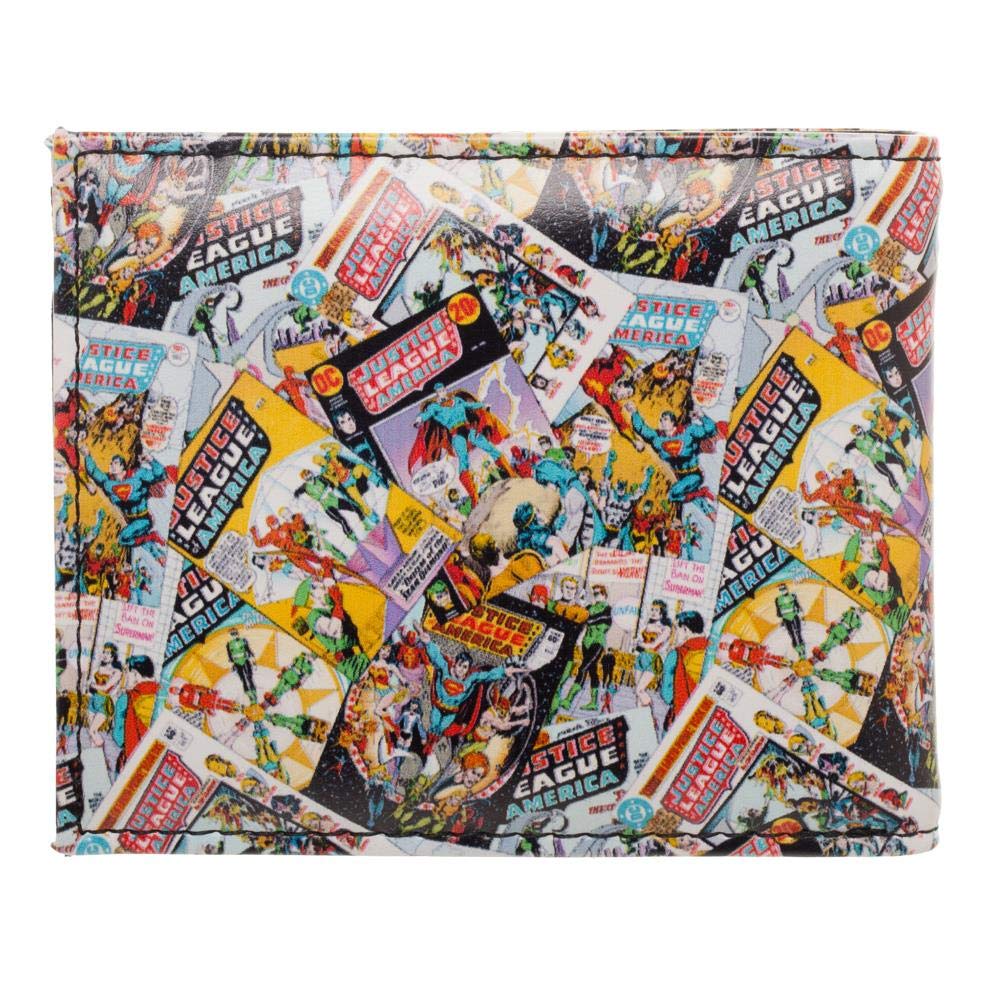 Bioworld DC Comics Justice League of America Bi-Fold Faux Leather Wallet, Black, One Size