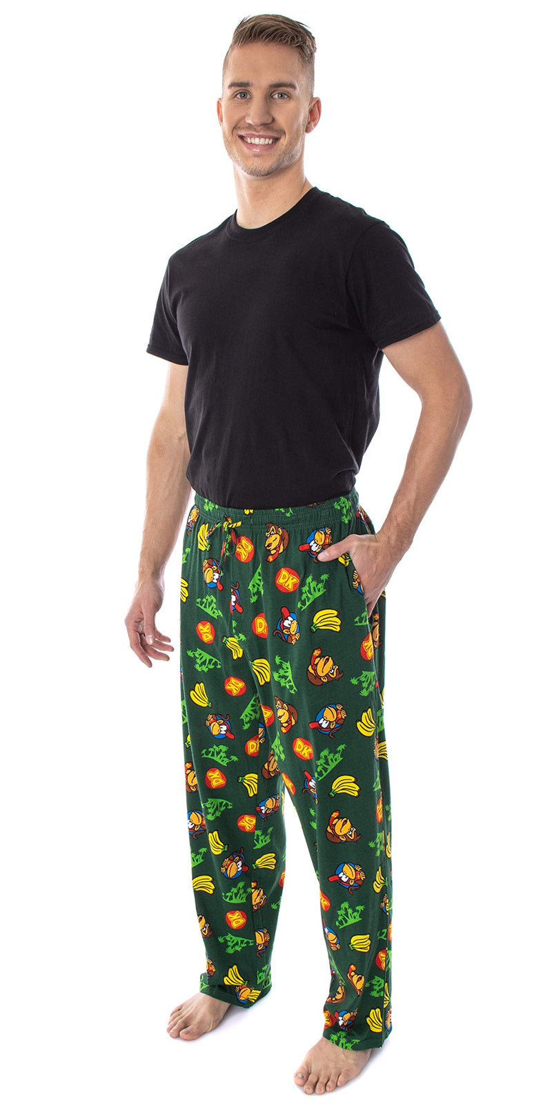 Nintendo Adult Donkey Kong and Diddy Kong Tropical Soft Cotton Pajama Pants