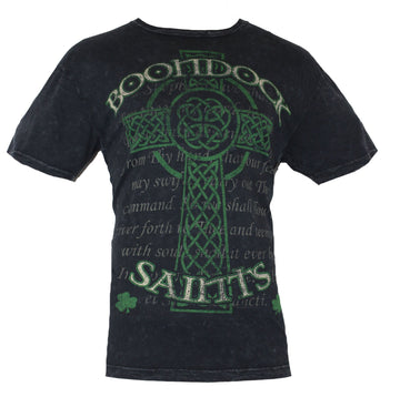The Boondock Saints Mens T-Shirt - Fancy Celtic Cross Over Prayer Words