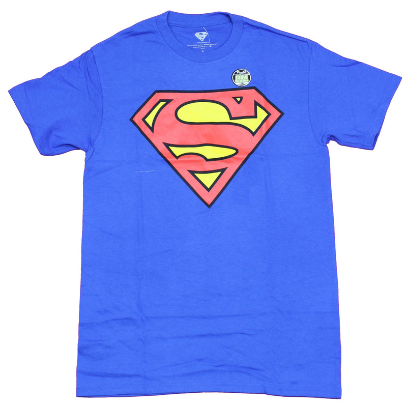 Superman Mens T-Shirt - Classic Red Yellow Logo Glow in Dark