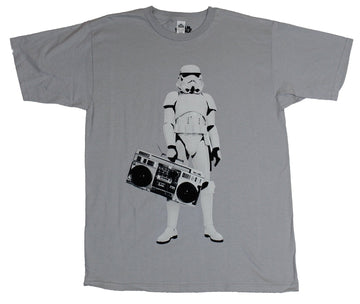 Star Wars Mens T-Shirt - Stormtrooper Standing Boombox Image