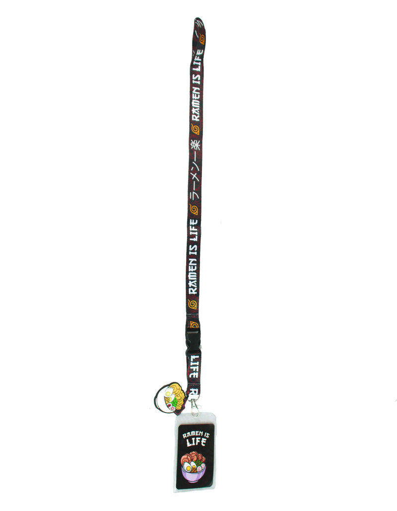 Naruto Shippuden "Ramen is Life" Lanyard with Clear ID Sleeve and Rubber Charm