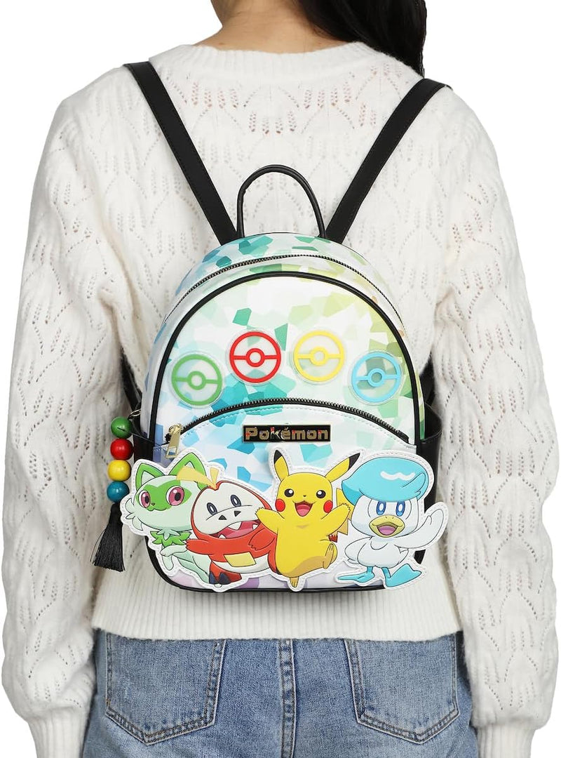 Bioworld Pokemon Sprigatito Fuecoco Pikachu & Quaxly 11.5 Tie-Dye Mini Backpack
