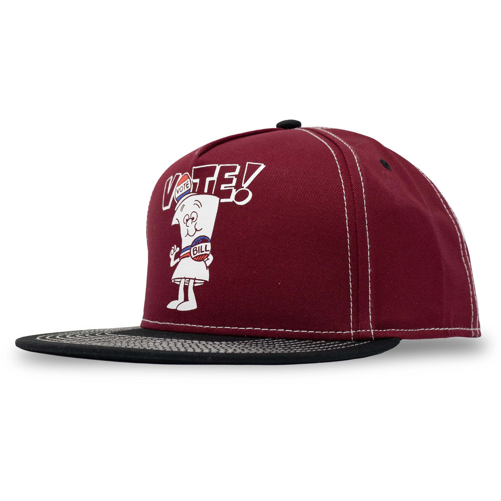 Schoolhouse Rock Vote with Bill 5 Panel Structured Adjustable Adult Unisex Red and Black Adult Unisex Flat Bill Snapback Hat