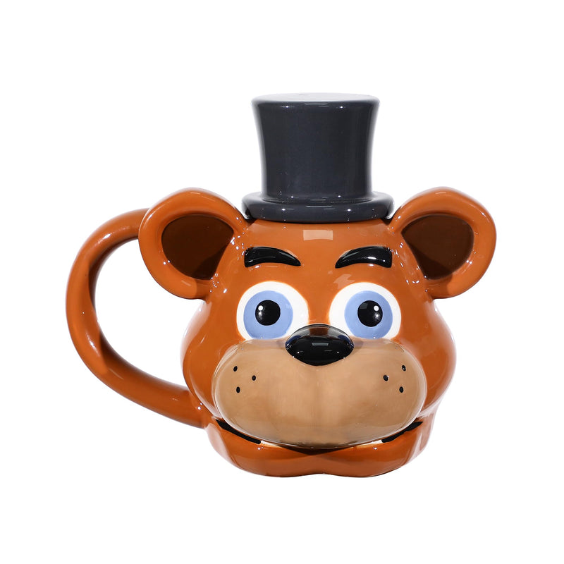 Five Nights At Freddy's Sculpted Freddy Fazbear Ceramic Mug With Hat Lid 23 oz