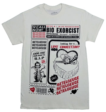 Beetlejuice Mens T-Shirt- Ad for Betelgeuse Love Connection and Exorcism