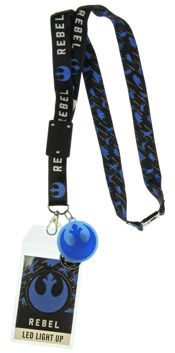 Star Wars Rebel ID Lanyard with Badge Holder, Collectible Sticker, and LED Light-Up Logo Pendant