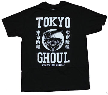 Tokyo Ghoul Mens T-Shirt - B & W Face & Kanji What's 100-0 Minus 7``