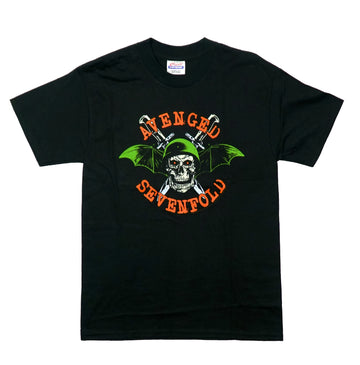 Avenged Sevengold Youth T-Shirt -Orage Green Skull Bat Band Logo