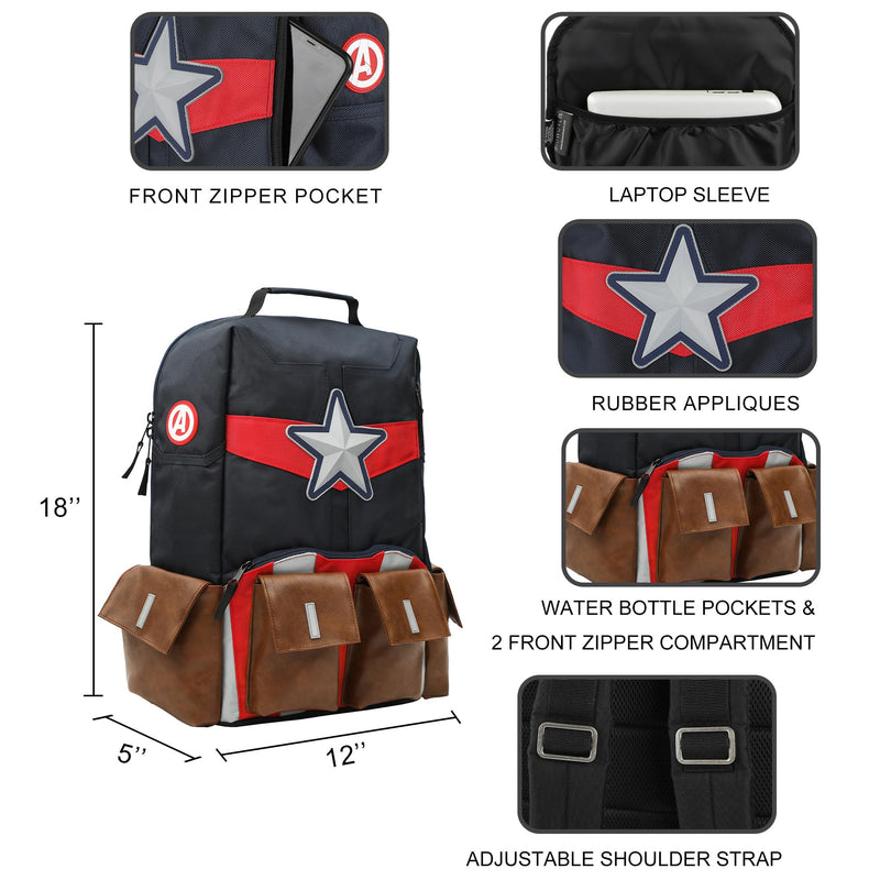 Marvel Captain America Suit Up Character 18" Backpack
