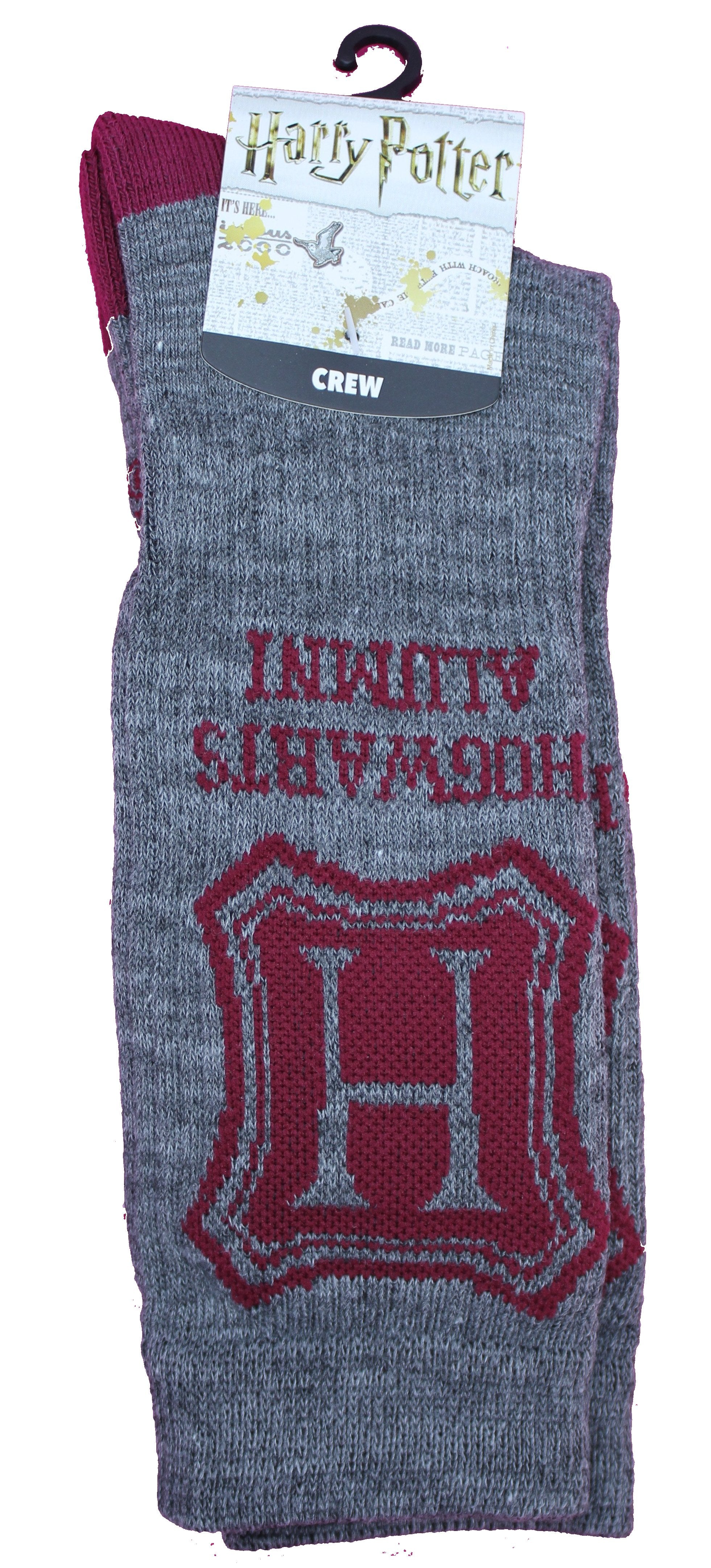 Harry Potter Hogwarts Maroon and Gray Crest Sock Size 9 to 11