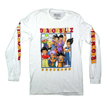 Dragon Ball Z Mens Long Sleeve T-Shirt - Retro Group Name on Sleeves