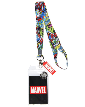Marvel Comic Book Graphic Lanyard ID Badge Holder and 2" Rubber Charm