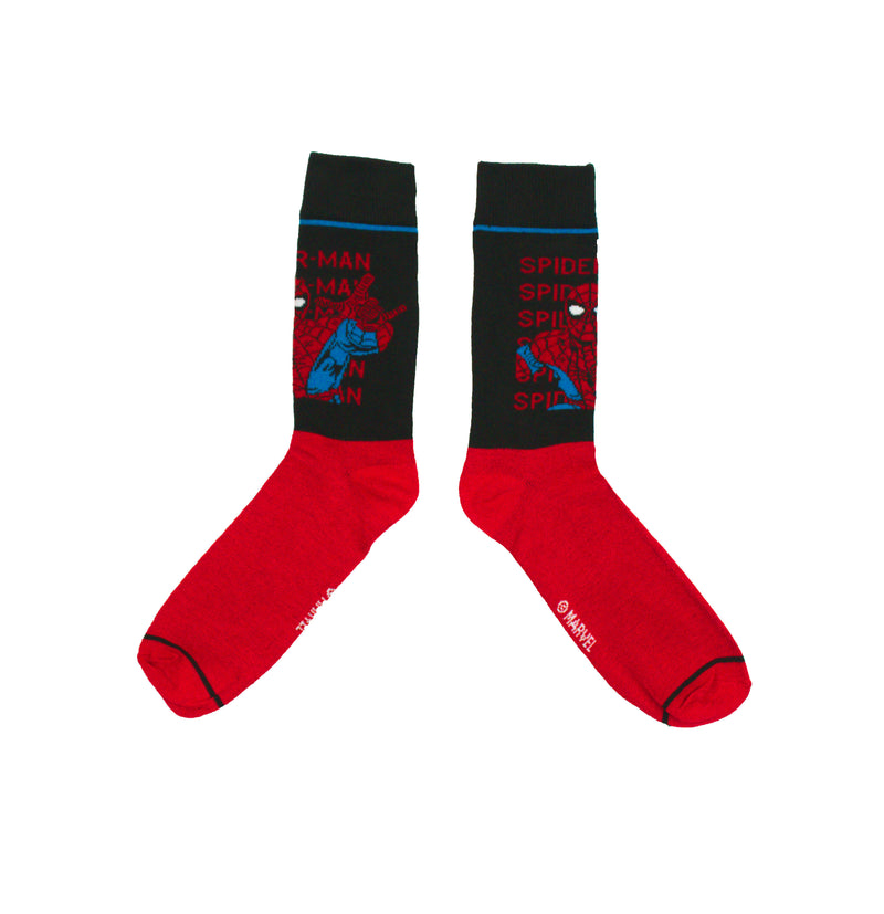 Marvel Spider-man Posed over Name Men's Crew sock