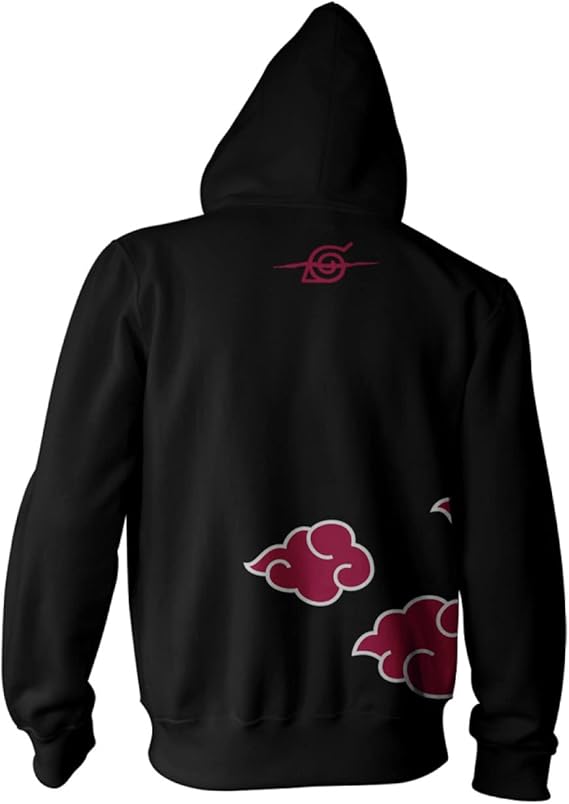 Ripple Junction Hoodies for Men Naruto Shippuden Unisex Full Zip up Black Hoodie for Men Sweatshirt