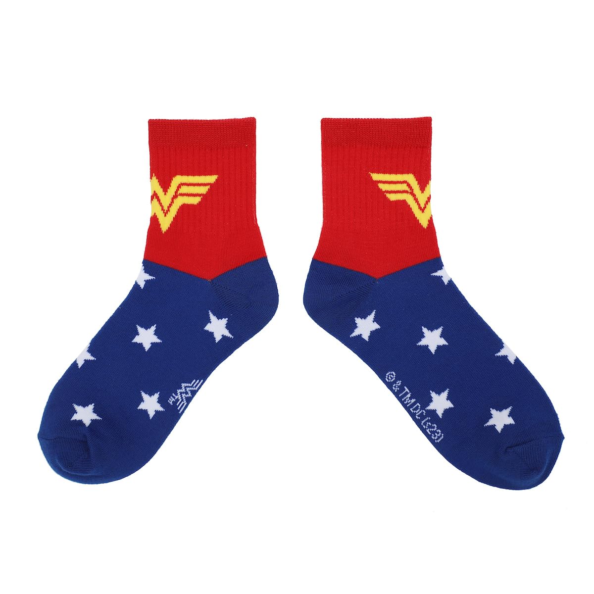 Bioworld Wonder Woman Logo Red White and Blue Athletic 3-Pack Quarter Crew Ankle Socks