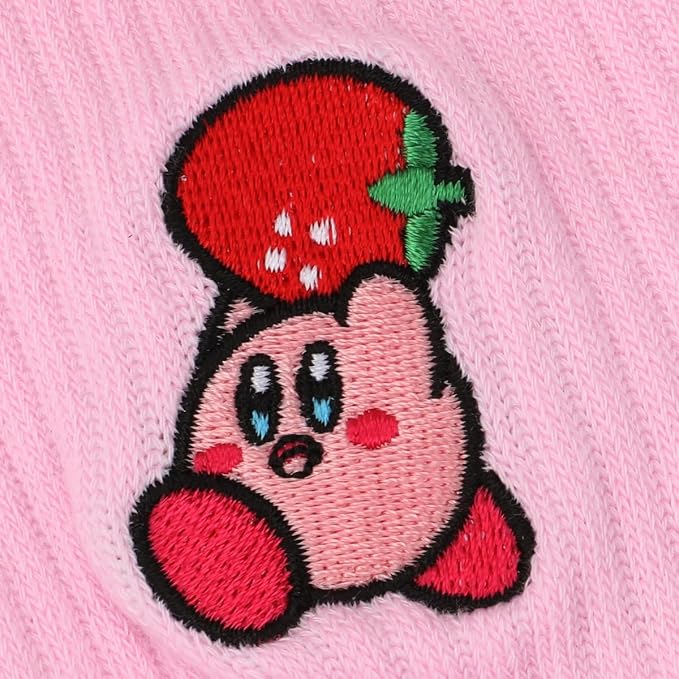 Bioworld Kirby Carrying Strawberry Men's Pink Athletic Crew Socks