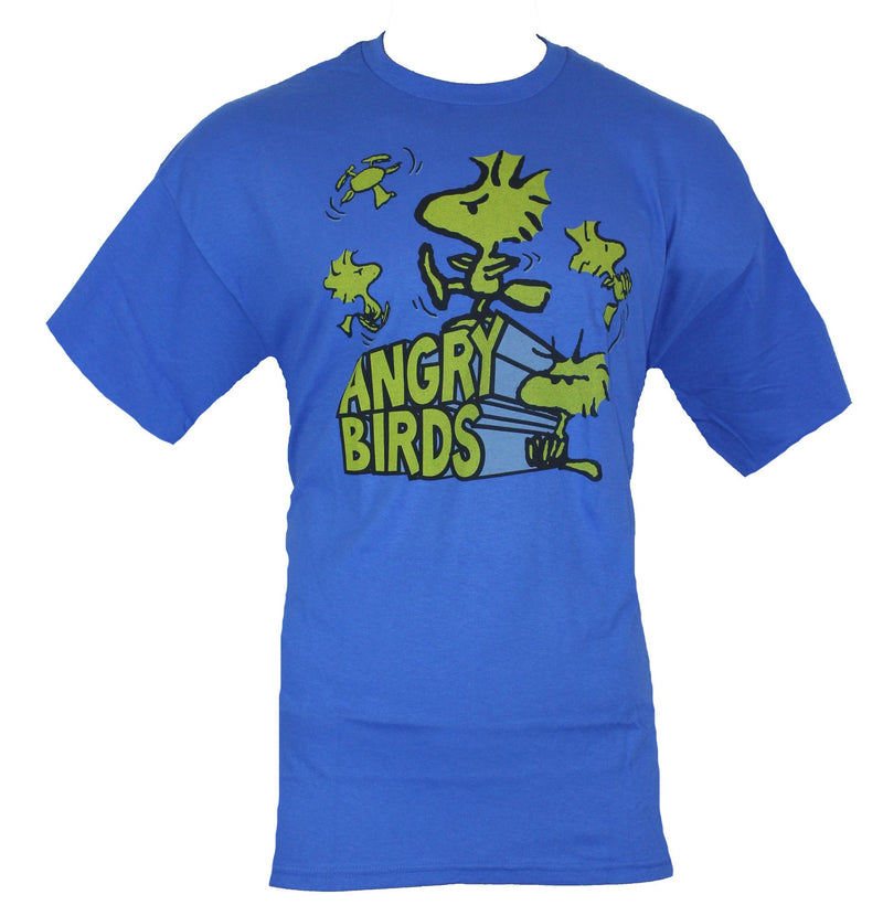 Peanuts Mens T-Shirt - "Angry Birds" 5 Upset Woodstock Kicking Images