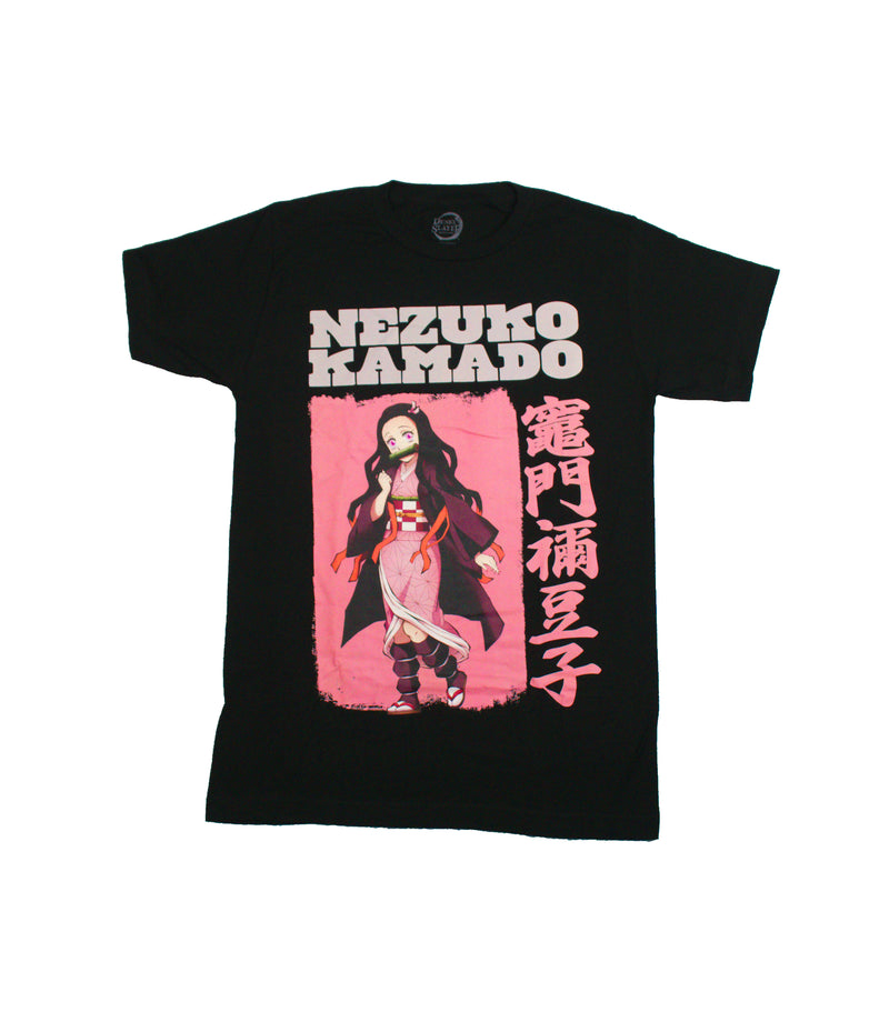Demon Slayer Mens T-Shirt - Nezuko Kamado Posing by Kanji Name