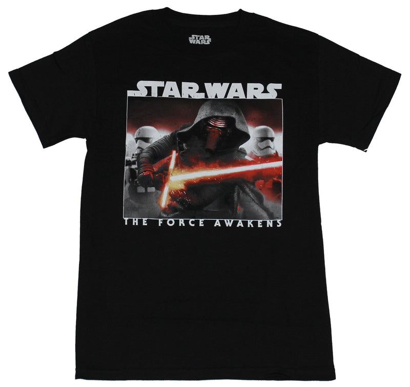 Star Wars Force Awakens  Mens T-Shirt - Boxed Full Color Kylo Ren and Troopers
