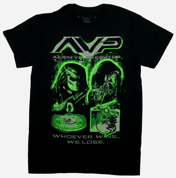 Alien vs Predator Mens T-Shirt - Whoever Wins Green Distressed Images