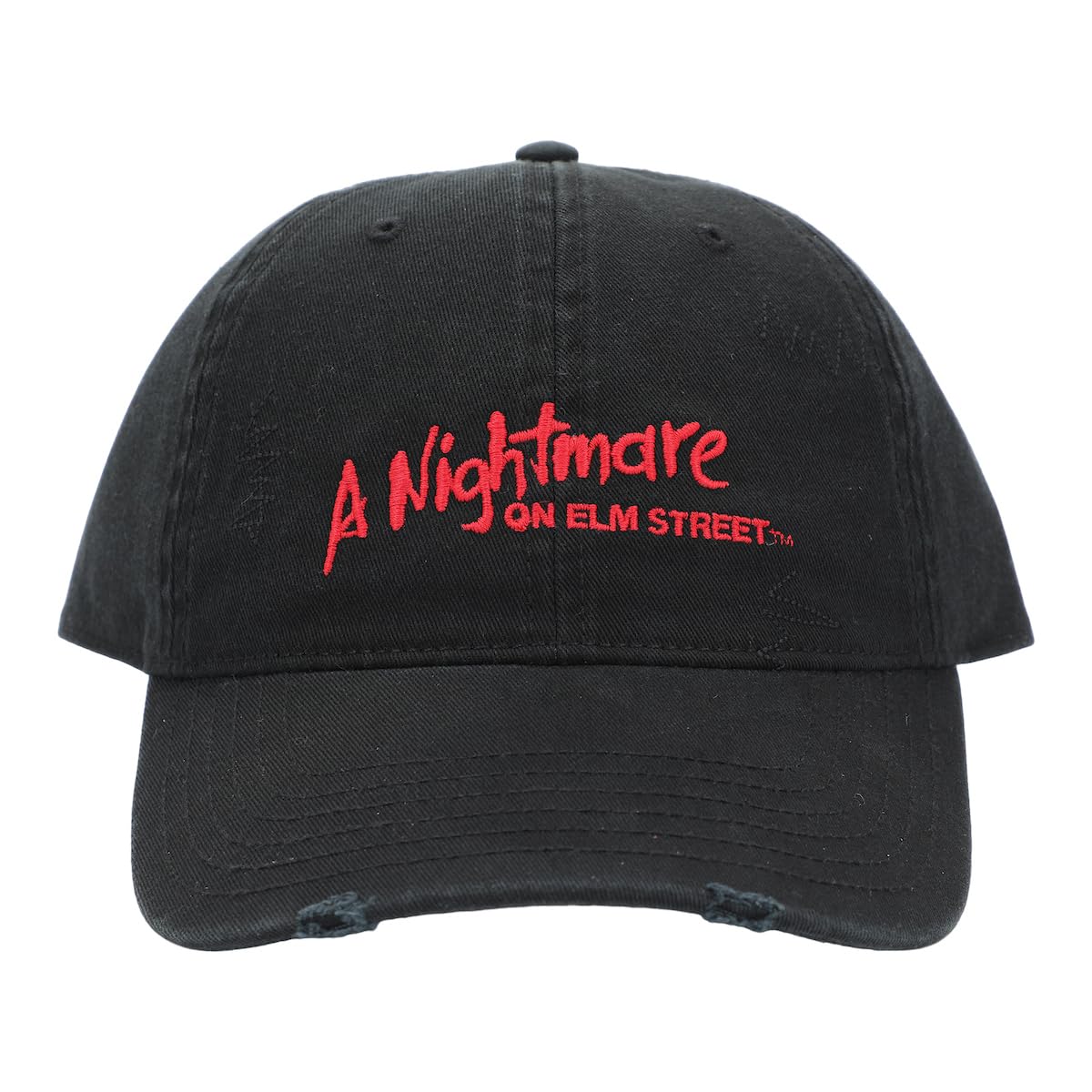 A Nightmare On Elm Street Logo Men's Black Distressed Dad Hat