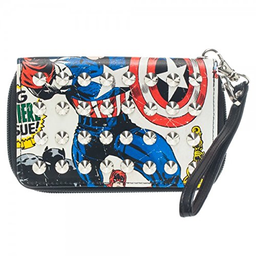 Captain America Studded Zip Around Wallet