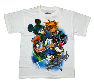 Kingdom Hearts Mens T-Shirt - Sora Mickey Donald & Goofy on A Slant