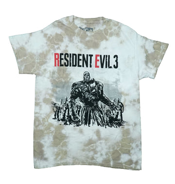 Resident Evil Mens T-Shirt - Black And White Wash Nemesis Leading Zombies