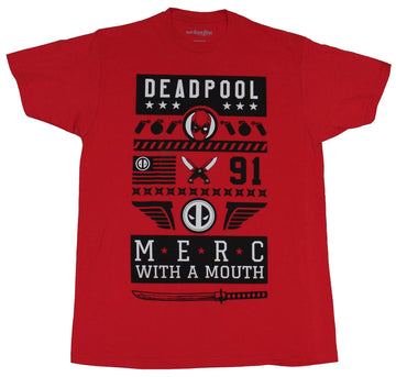 Deadpool (Marvel Comics) Mens T-Shirt - Merc With A Mouth Lined Symbols