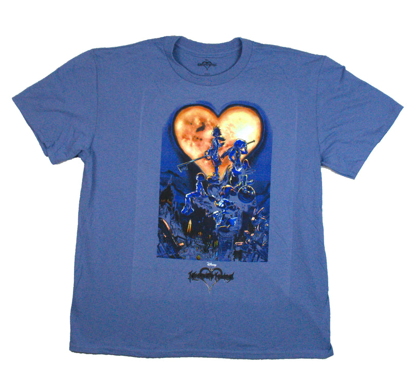 Kingdom Hearts Mens T-Shirt - Cast Sitting Below Heart Moon
