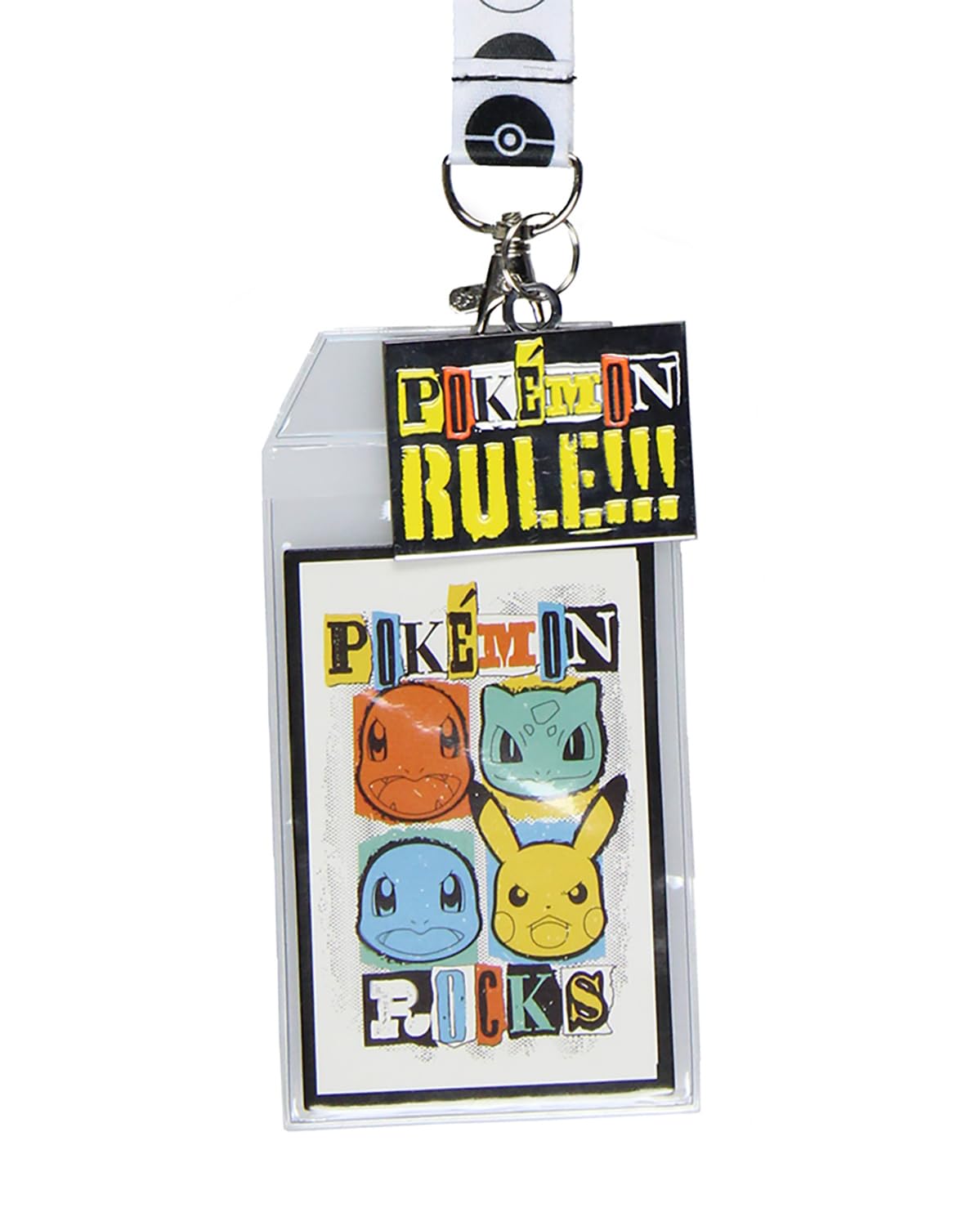 Pokemon Rocks Breakaway ID Badge Holder Lanyard w/ 2" Metal Pendant