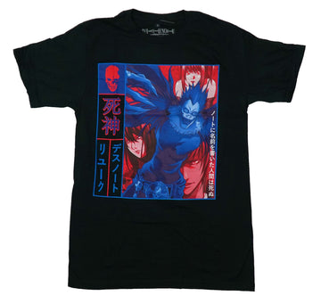 Death Note Mens T-Shirt -Blue & Red Characters Ryuk Kanji Name