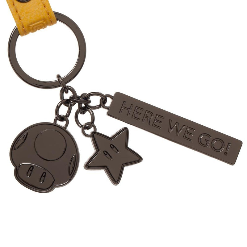 Nintendo Mario PU Embossed Wide Strap Lanyard Multi-Charm