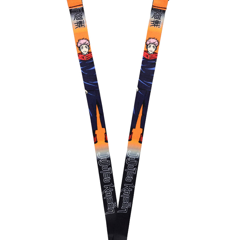 Jujutsu Kaisen Orange Lanyard with Clear ID Sleeve and Keychain