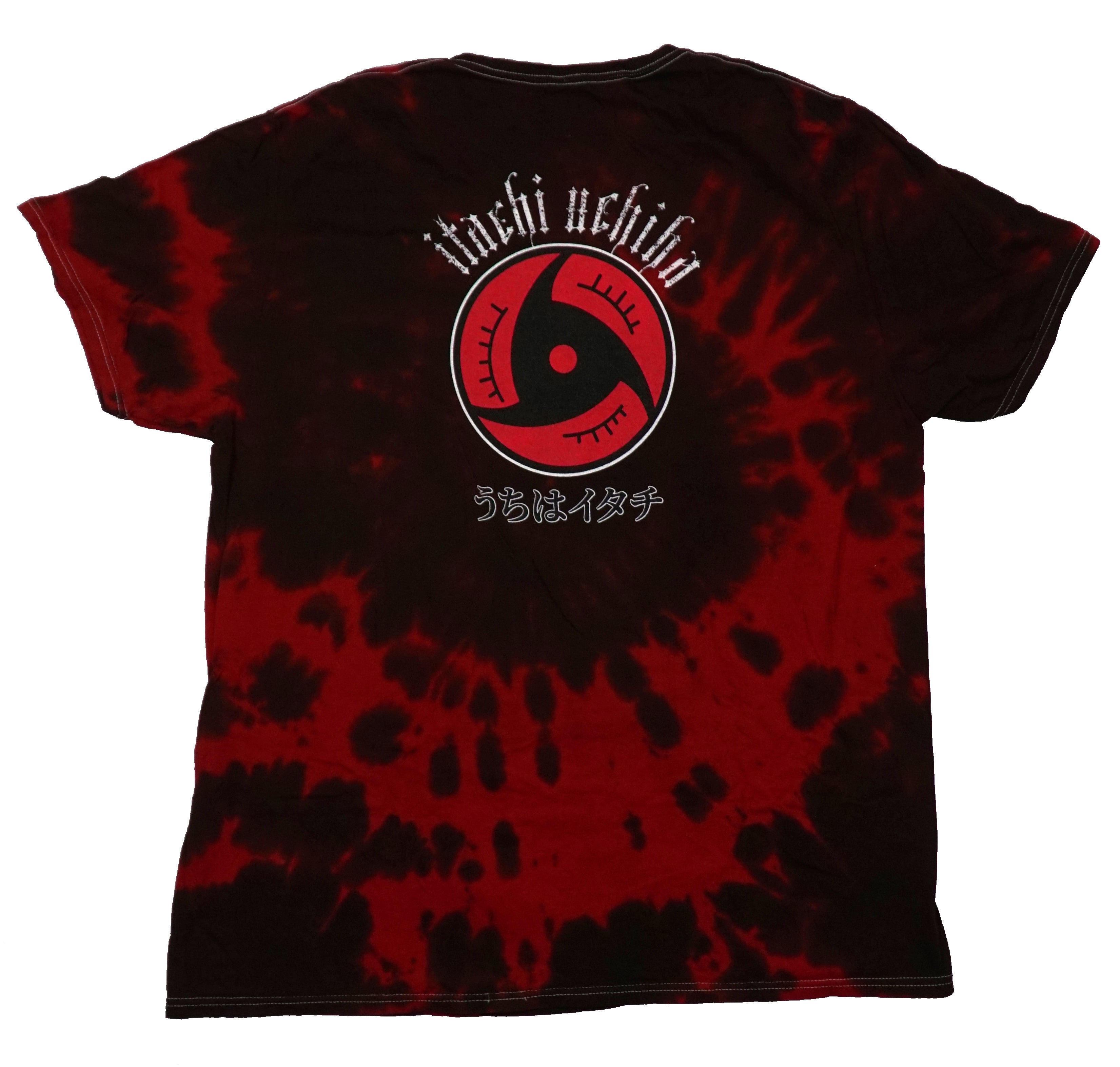 Naruto Shippuden Mens T-Shirt - Grayscale Image of Itachi Icon Symbol