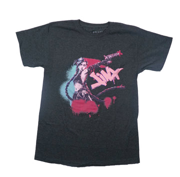 Arcane League of Legends Mens T-Shirt - Jinx Pointing Gun by Painted Name