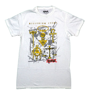 Yu-Gi-Oh Mens T-Shirt - Golden Millenium Items Slattered Image