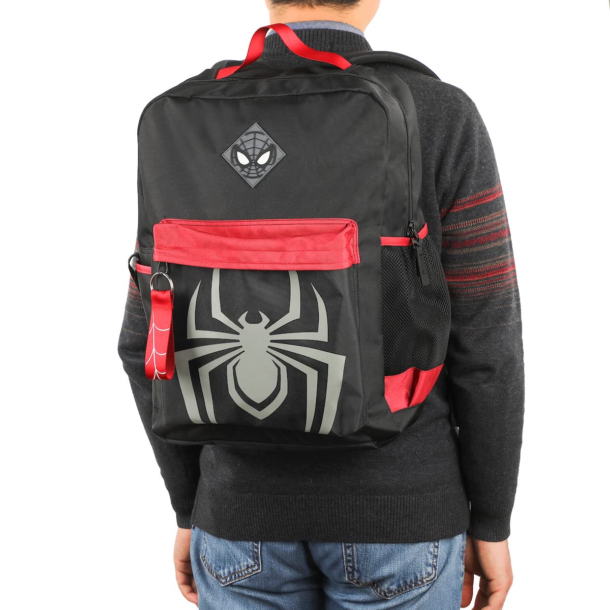 Bioworld Marvel Miles Morales Game Logo And Mask Black Laptop Backpack