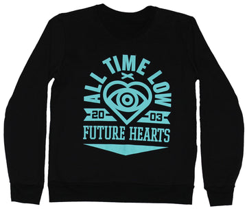 All Time low Girls Juniors Light Sweatshirt - Future Hearts Blue eye Heart Logo