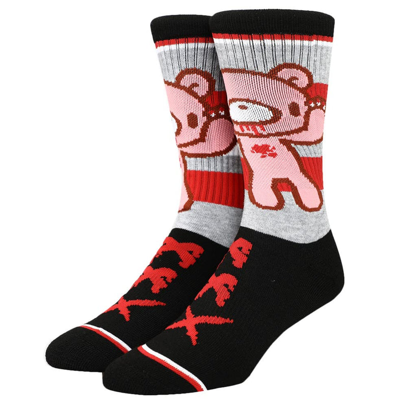 Gloomy Bear Gray and Black Athletic Crew Socks for Men One Size