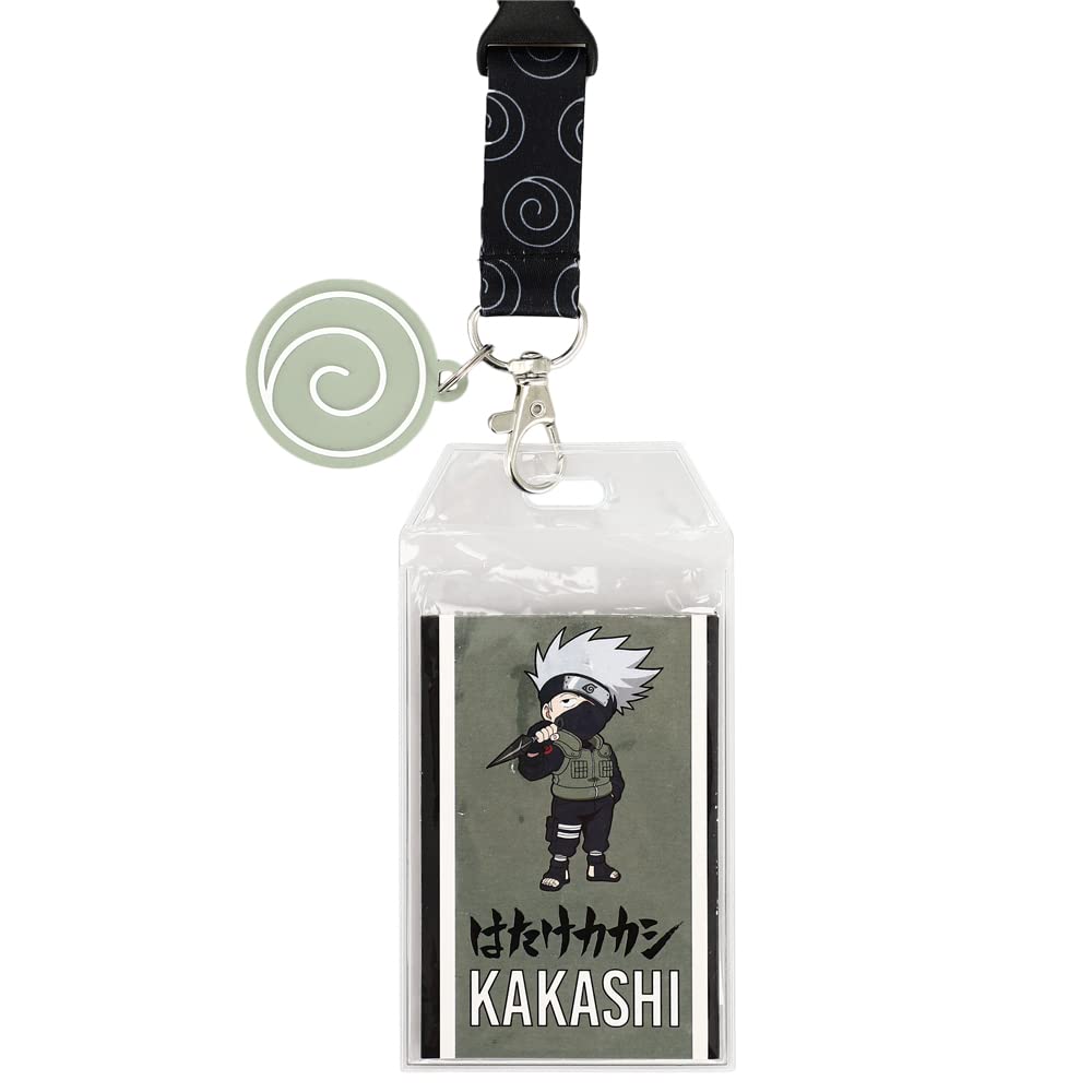 Naruto Kakashi Hatake Lanyard with Clear ID Sleeve and Keychain