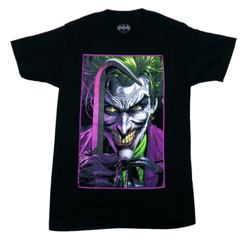 Batman Mens T-Shirt -Joker Painting Big Grin Holding Pry Bar