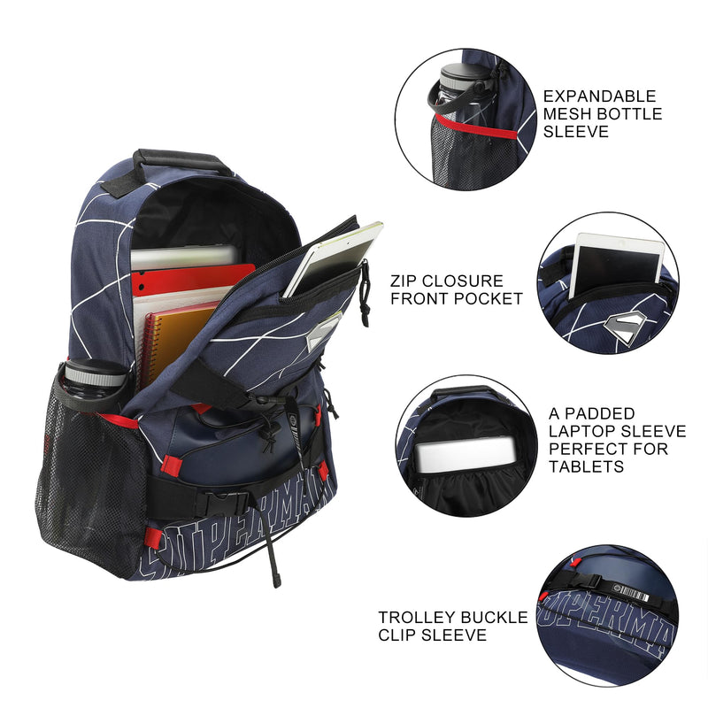 Superman Web Logo 17.5" Blue Backpack