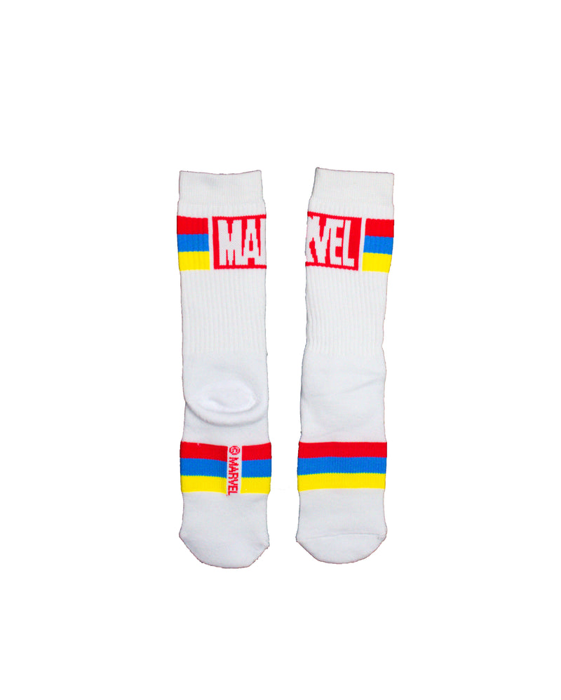 Classic Retro 80's Marvel Striped Mens Athletic Crew Socks