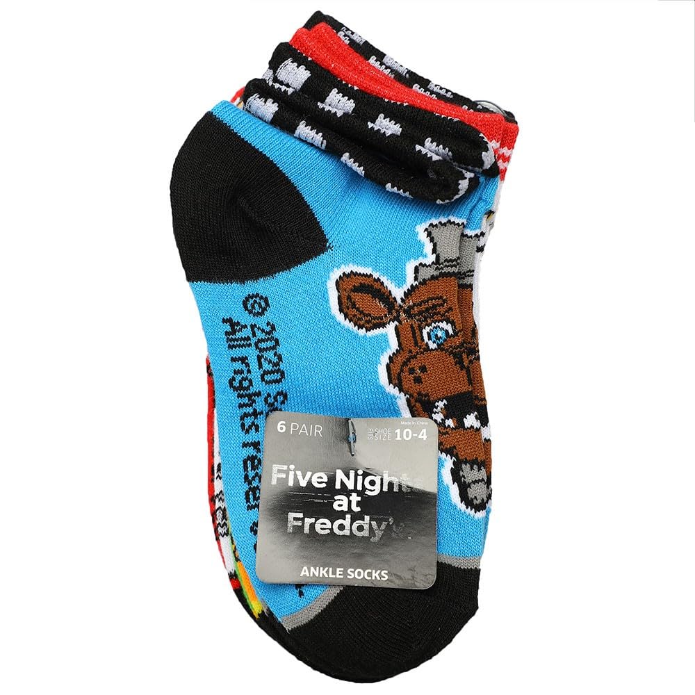Five Nights at Freddy's Main Characters 6-Pack Youth Ankle Socks
