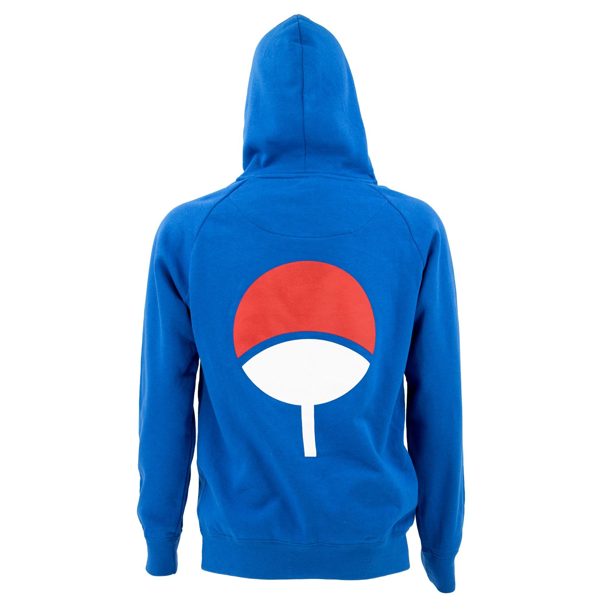 Ripple Junction Naruto Shippuden Adult Unisex Sasuke Symbol Funnel Neck Pull Over Fleece Hoodie Royal