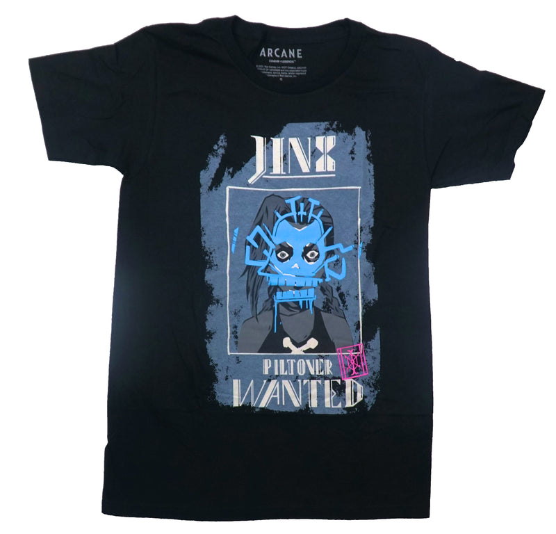 Arcane League of Legends Jinx Mens T-shirt -  Piltover Wanted Poster
