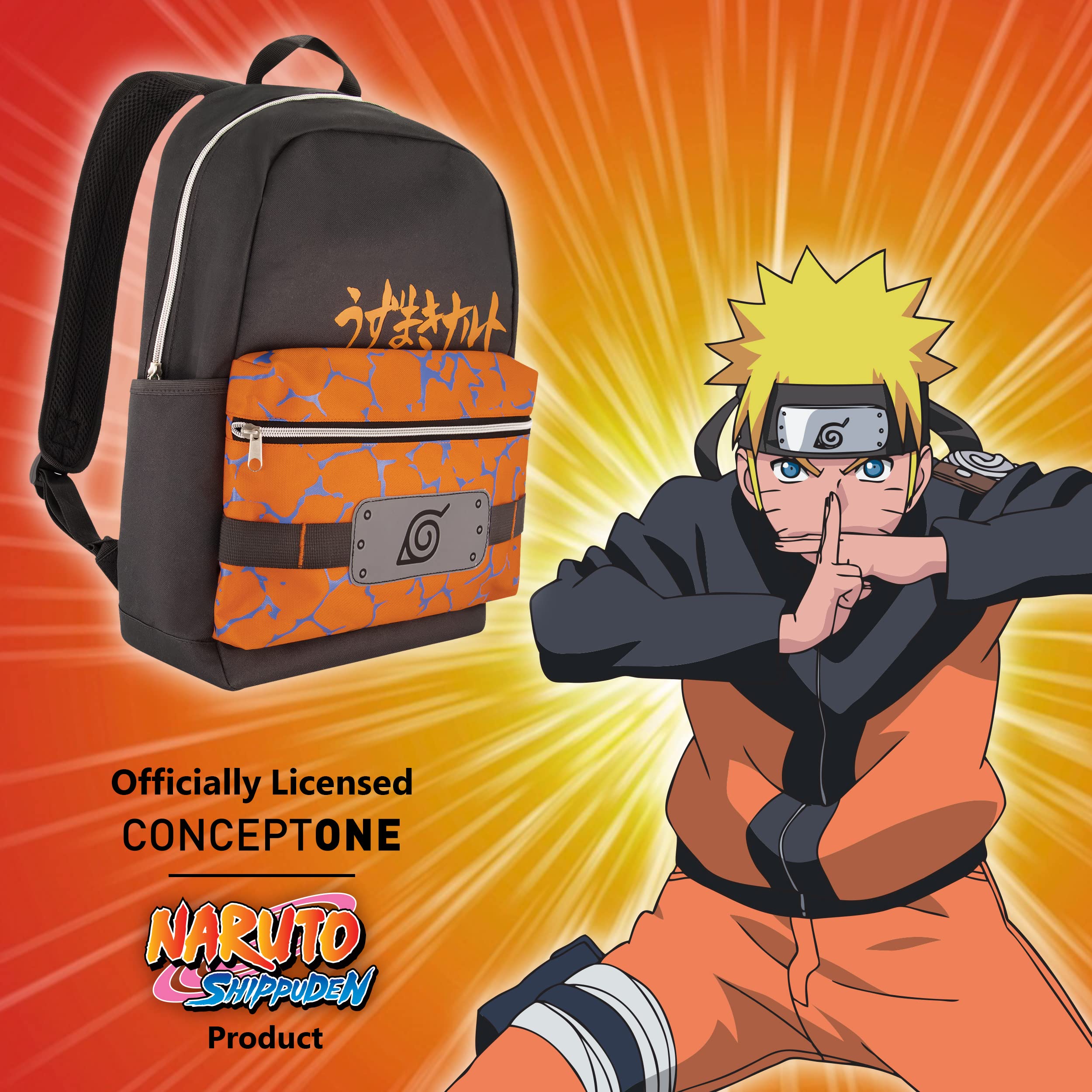 Naruto 13 Inch Sleeve Laptop Backpack, Padded Computer Bag for Commute or Travel, Shinobi Headband, One Size